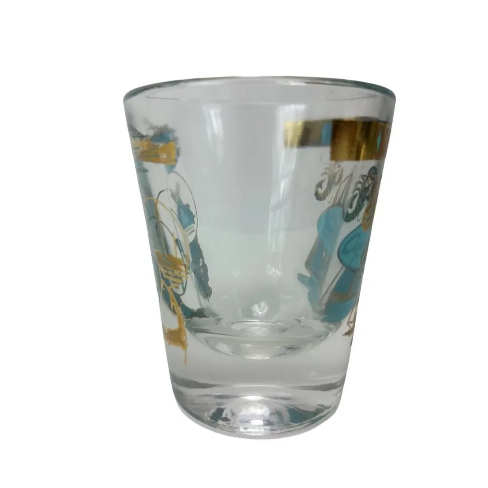 Cape Cod Massachusetts Shot Glass Aqua Gold Turquoise Vintage